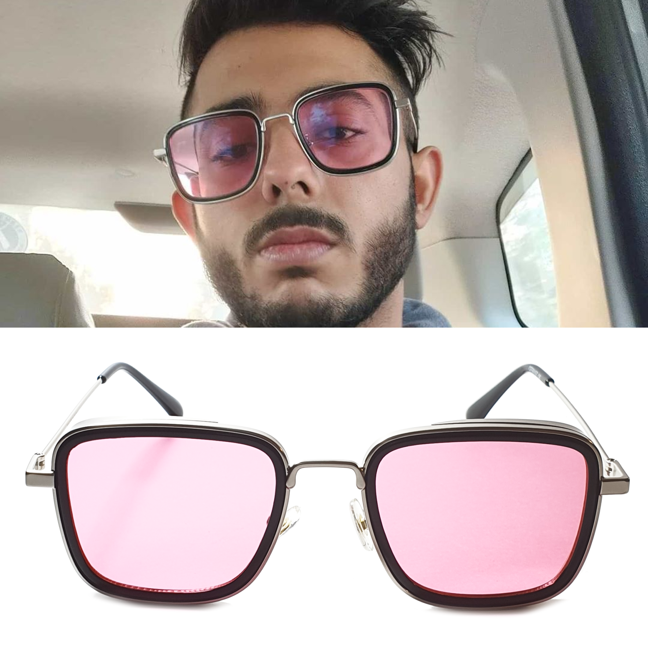 Kabir Singh CarryMinati, Original Sunglasses  Sunglasses by Shipy | carry minati, carryminati, kabir singh, men, metal, Pink, silver, sunglasses