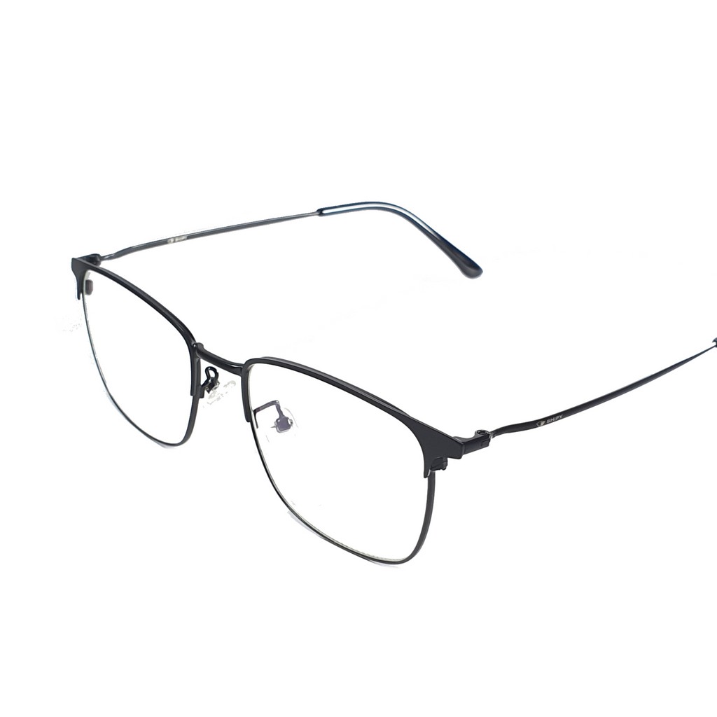 Optimus One Black Metal Frame Retro Styled Square Eyeglasses