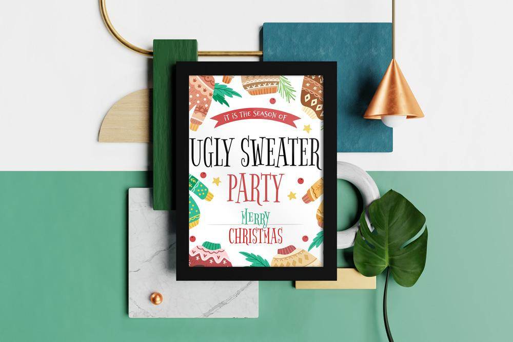 Ugly Sweater Christmas Party Poster - Posters - Shipy