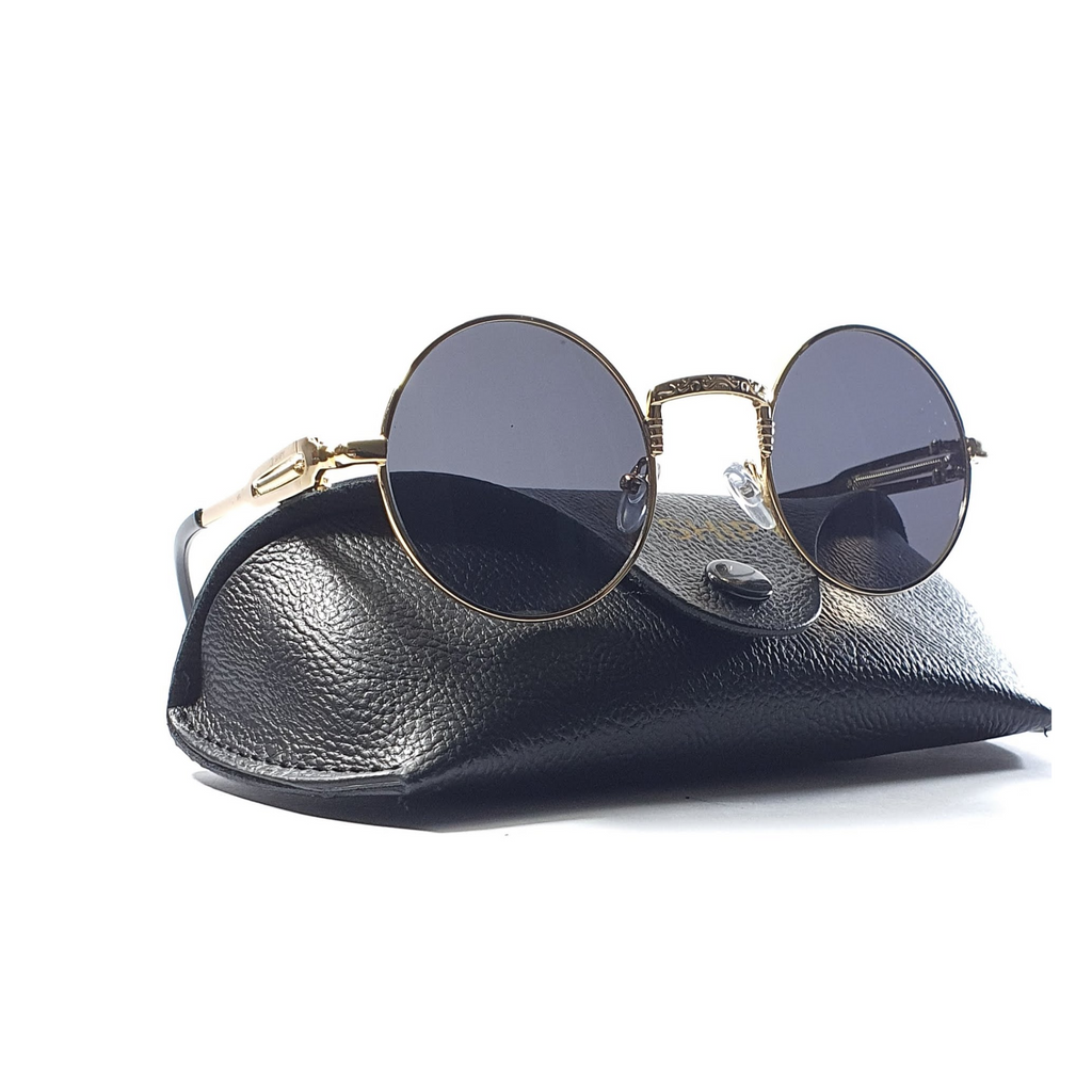 Hawaiian Spring Golden Metal Frame with UV400 Sunglasses  Sunglasses by Shipy | antique, black, Classic, Durable, golden, men, metal, Round, SHIPY100JULY, Steampunk, Summer, Unisex, Vintage, women