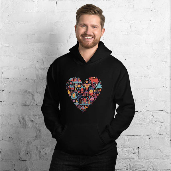 I Love India  Hoodies by Shipy | Heart, India, Patriotic, Typography, Unisex