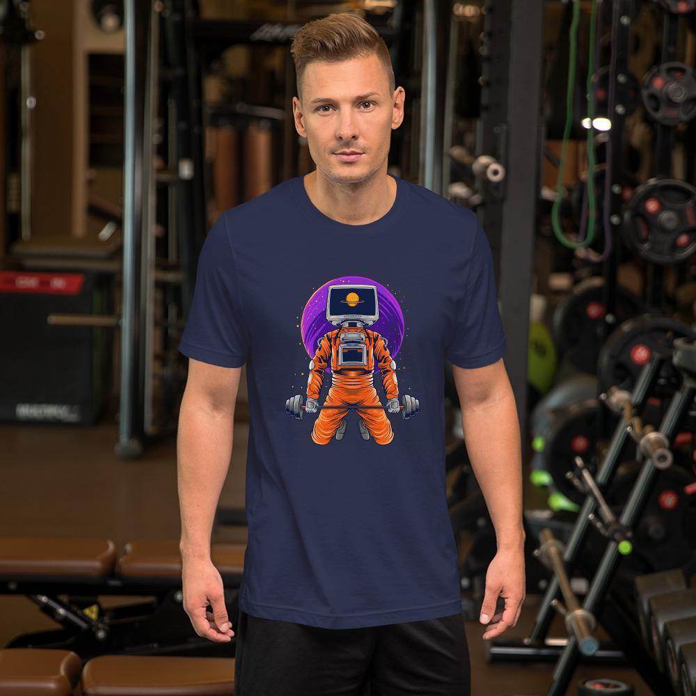 Astronaut in Space Gym  T-Shirt by Shipy | Gym & Active Wear, Space, Space Sports