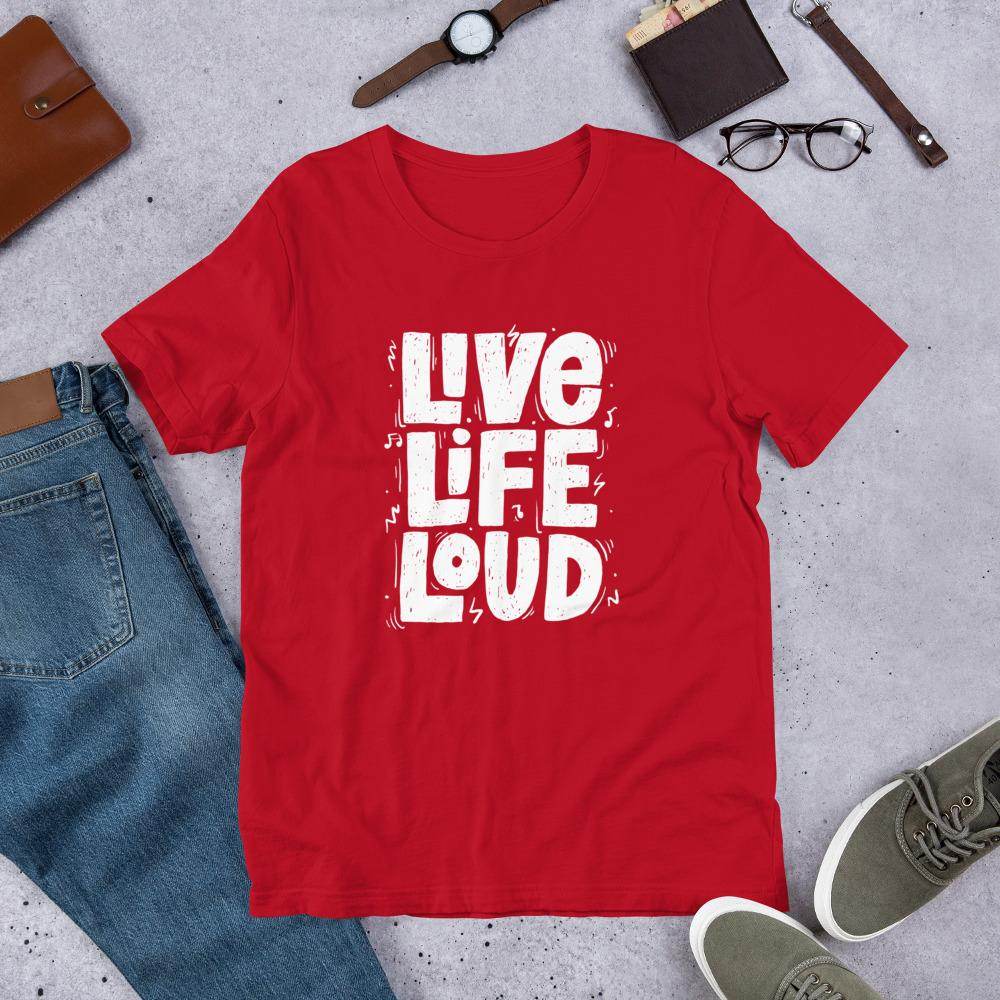 Live Life Loud  T-Shirt by Shipy | Music, Typography